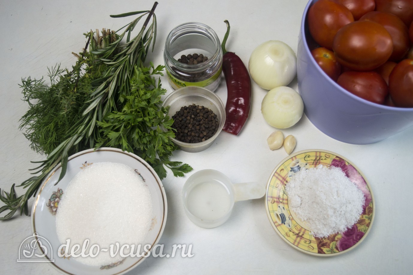 Ингредиенты Маринованные помидоры дольками Фото ингредиенты Маринованные помидоры дольками