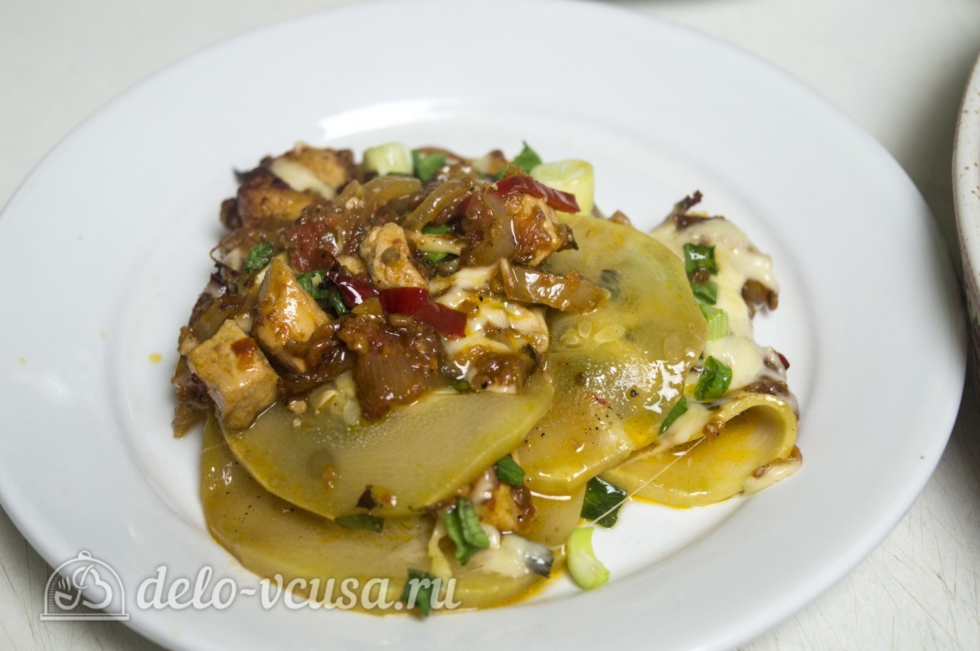 Шаг 10 приготовления Запеченные кабачки с курицей и овощами