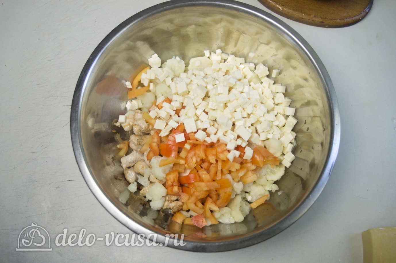 Шаг 10 приготовления Открытый пирог с курицей и овощами