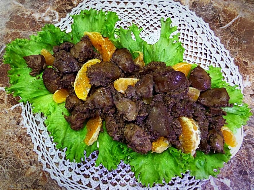 Обложка рецепта Салат из куриной печени и апельсинов