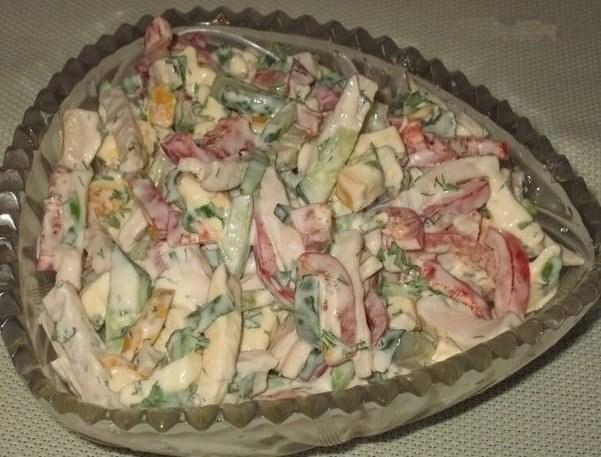 Обложка рецепта Салат София с копченым сыром