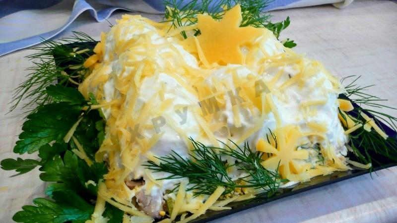 Шаг 16 приготовления Салат Сугроб с курицей, картофелем и болгарским перцем