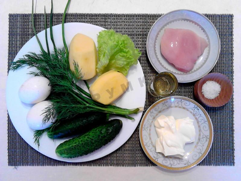 Шаг 1 приготовления Салат с картошкой фри и индейкой
