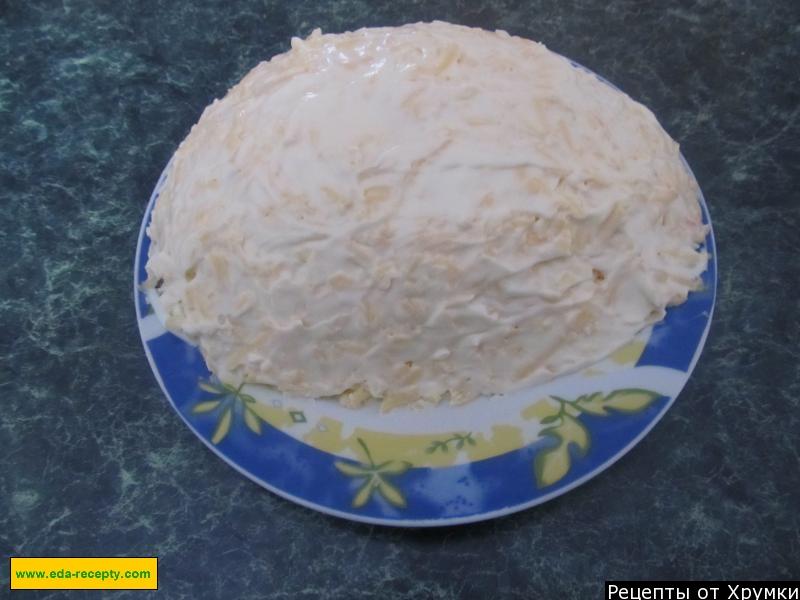 Шаг 6 приготовления Салат Арбузная долька с курицей