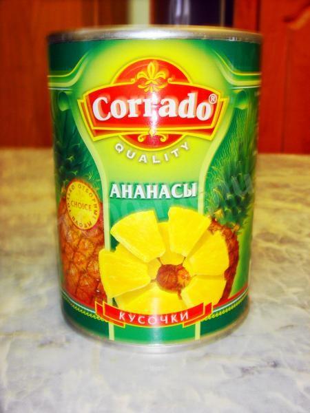 Шаг 7 приготовления Салат из курицы с консервированным ананасом