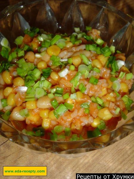 Шаг 6 приготовления Салат с кукурузой и рисом, фасолью