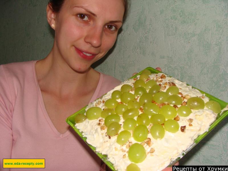 Шаг 6 приготовления Салат Тиффани с виноградом орехами и курицей