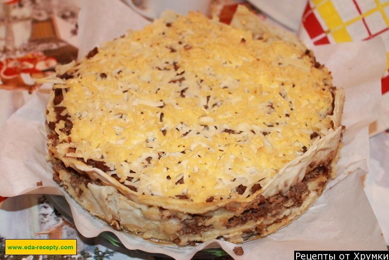Обложка рецепта ПП лазанья из лаваша с куриным фаршем
