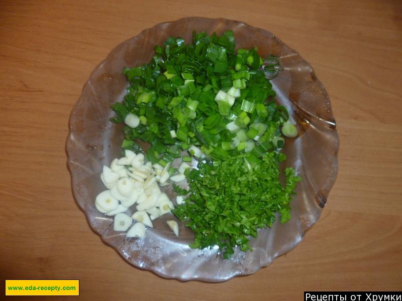 Шаг 4 приготовления Салат с рисом, креветками и чесноком