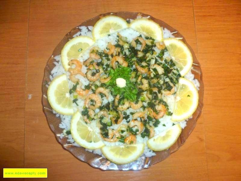 Обложка рецепта Салат с рисом, креветками и чесноком