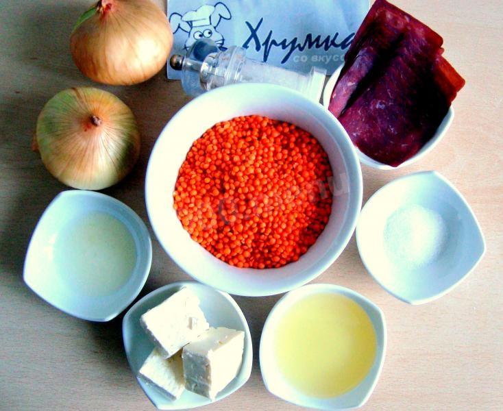 Шаг 1 приготовления Салат из чечевицы с луком