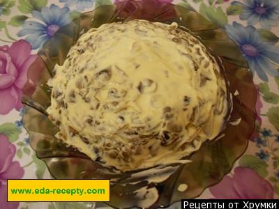 Шаг 11 приготовления Салат лесная поляна с шампиньонами Новогодний