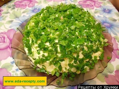 Шаг 20 приготовления Салат лесная поляна с шампиньонами Новогодний