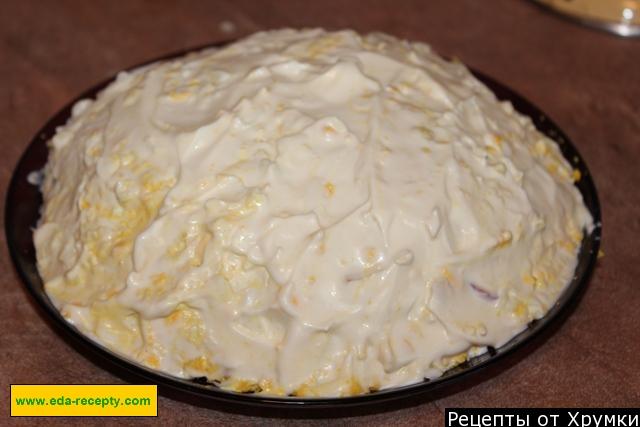 Шаг 12 приготовления Салат Нежный с курицей и огурцами