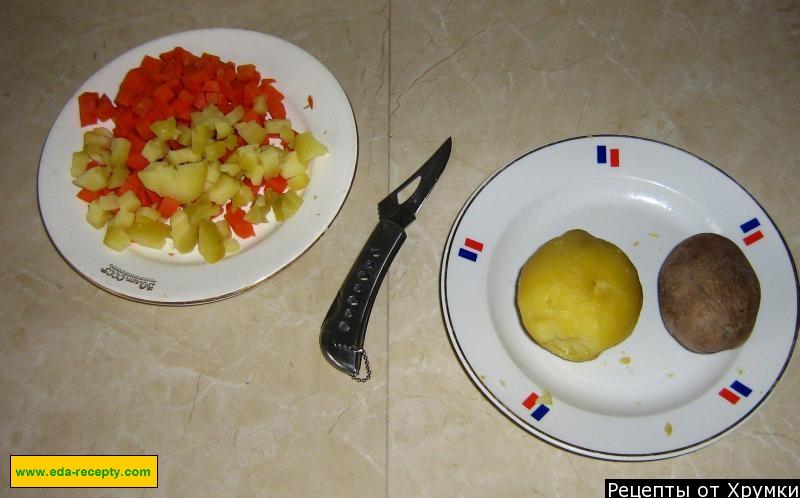 Шаг 6 приготовления Постный салат из морской капусты с огурцами и картофелем