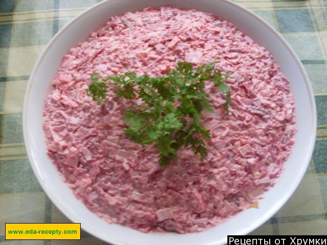 Обложка рецепта Крабово-свекольный салат Новогодняя фантазия