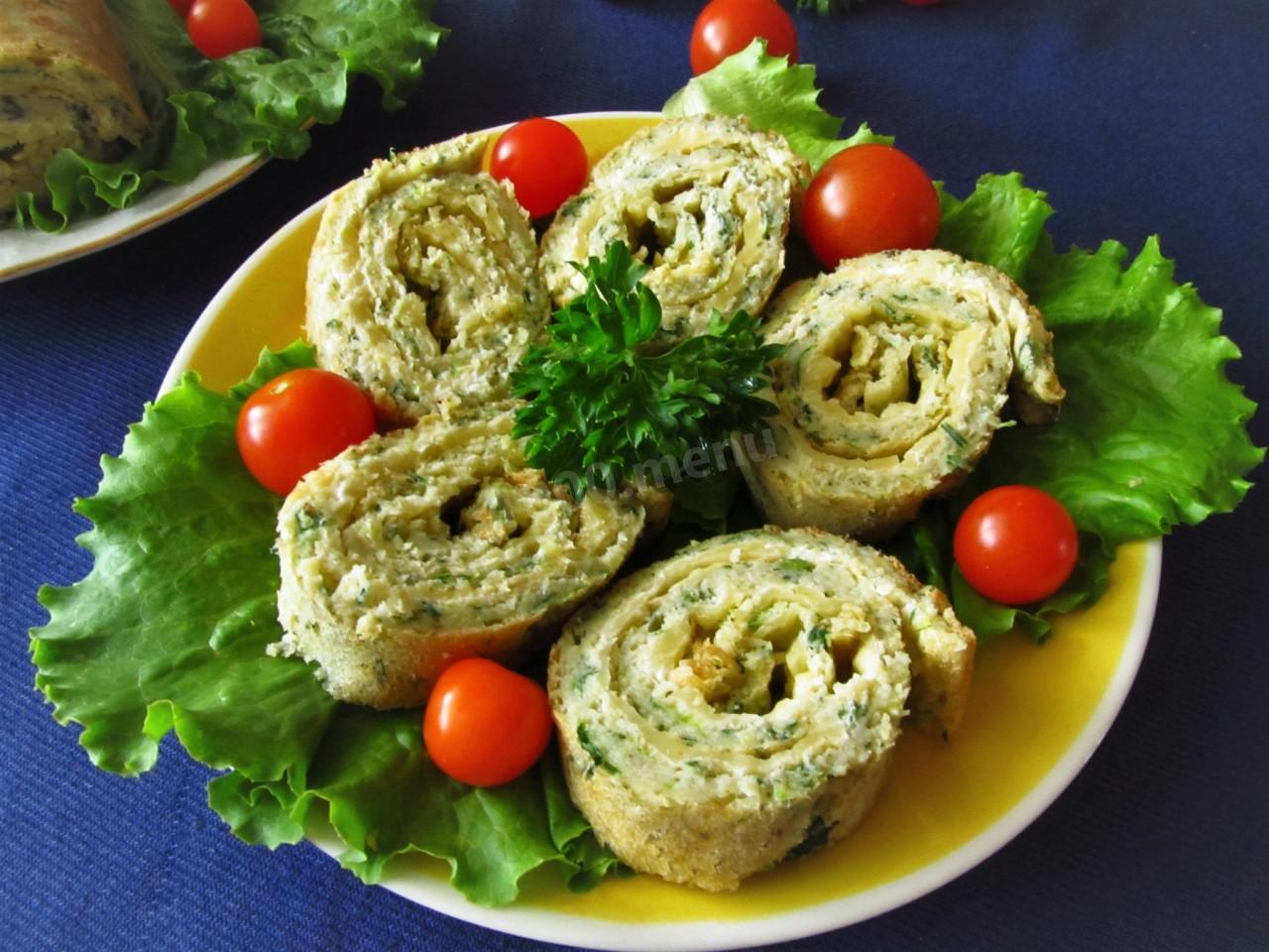 Шаг 14 приготовления Рулет из кабачков с сыром