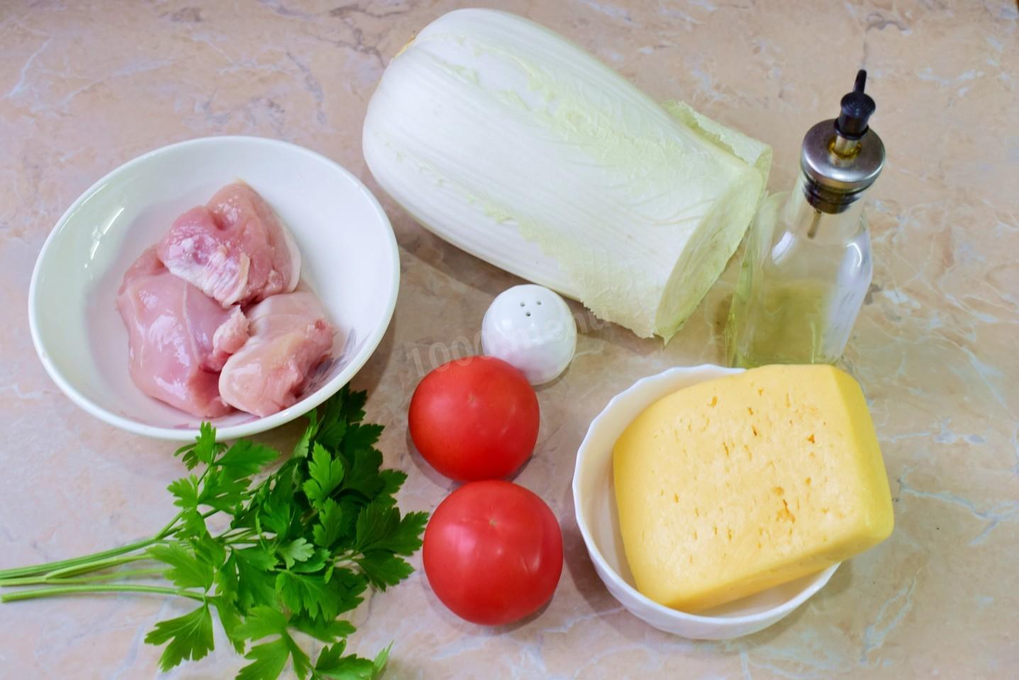 Шаг 1 приготовления Салат из пекинской капусты с курицей
