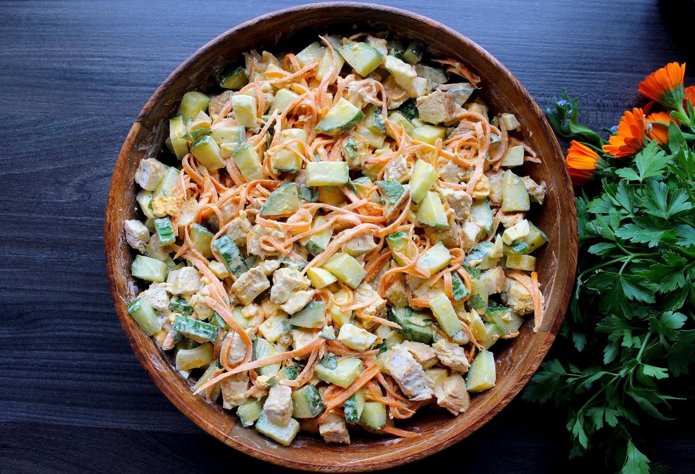 Шаг 9 приготовления Салат курица корейская морковь свежий огурец