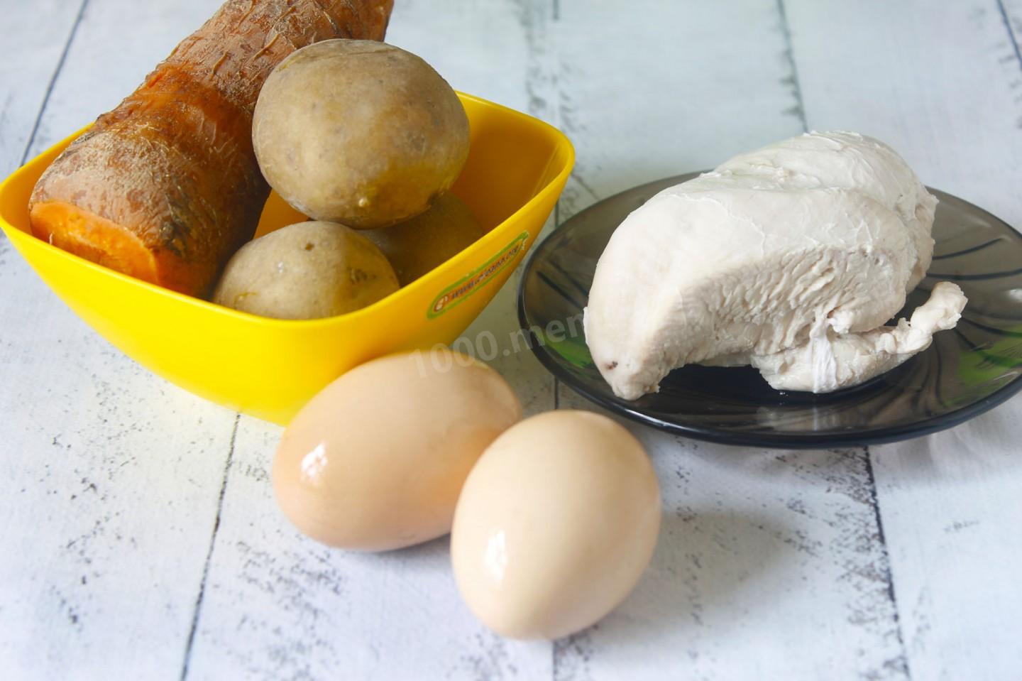 Шаг 1 приготовления Салат курица и грибы шампиньоны жареные