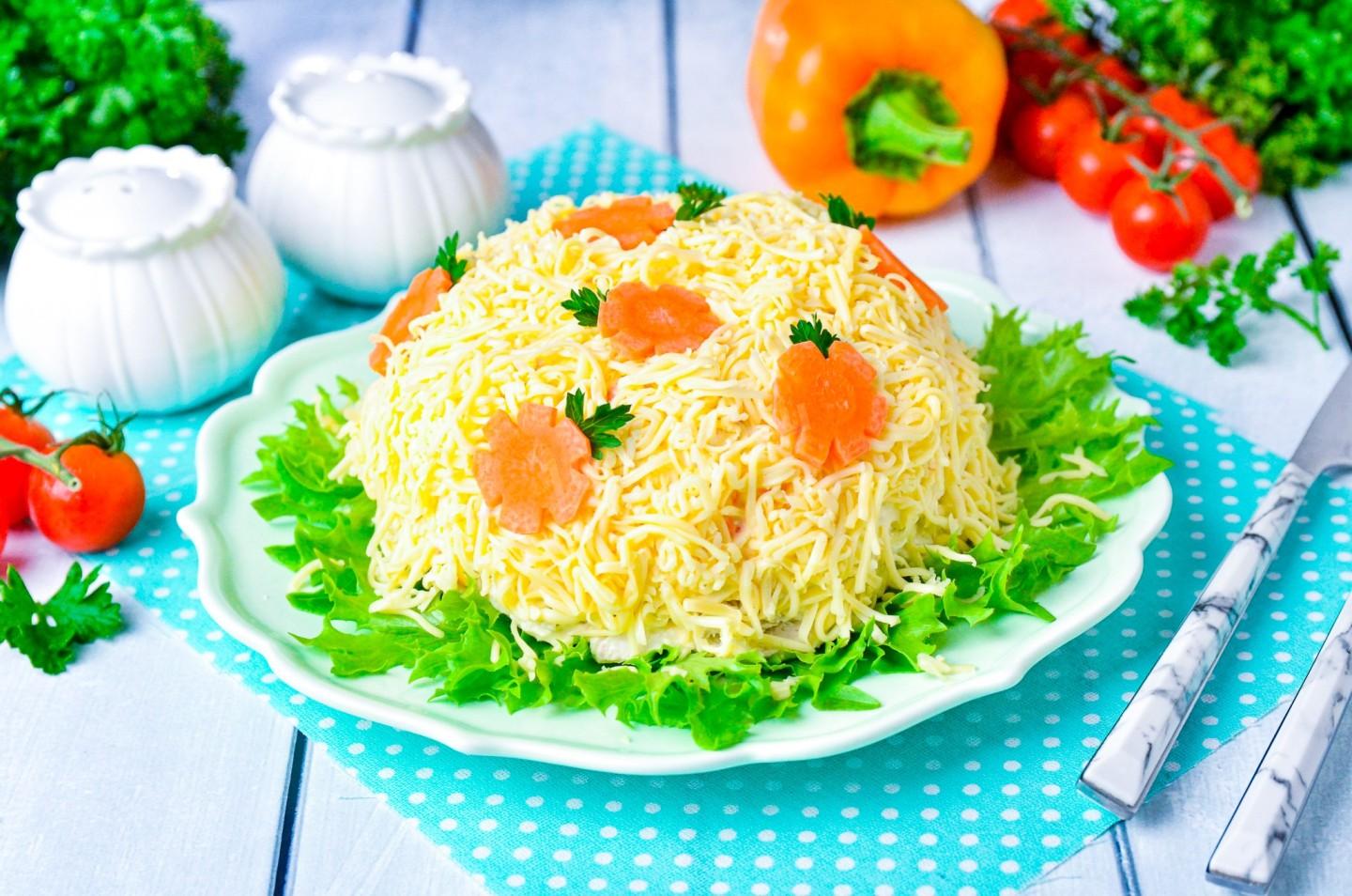 Обложка рецепта Салат курица морковь сыр