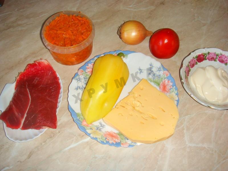 Шаг 1 приготовления Салат Калейдоскоп с корейской морковью