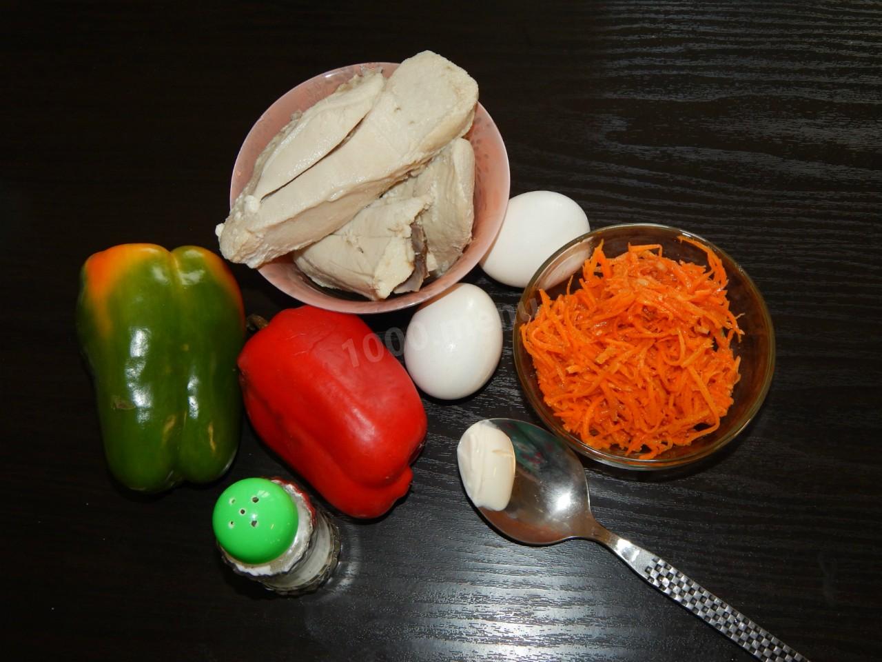 Шаг 1 приготовления Салат курица корейская морковь перец