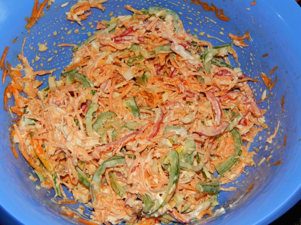 Шаг 8 приготовления Салат курица корейская морковь перец