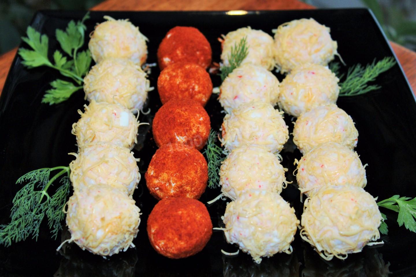 Обложка рецепта Закуска Праздничная яйца сыр крабовое мясо