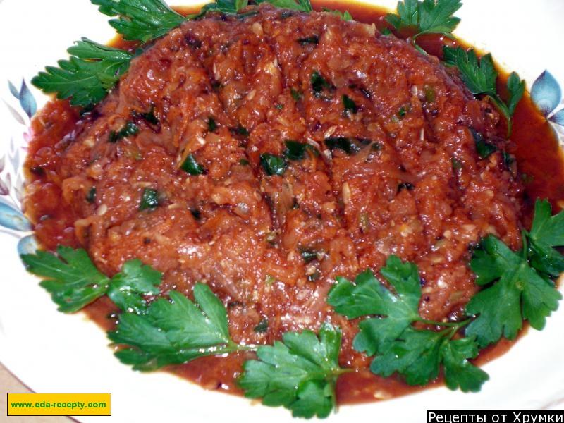 Обложка рецепта Закуска из кабачков с чесноком и томатной пастой