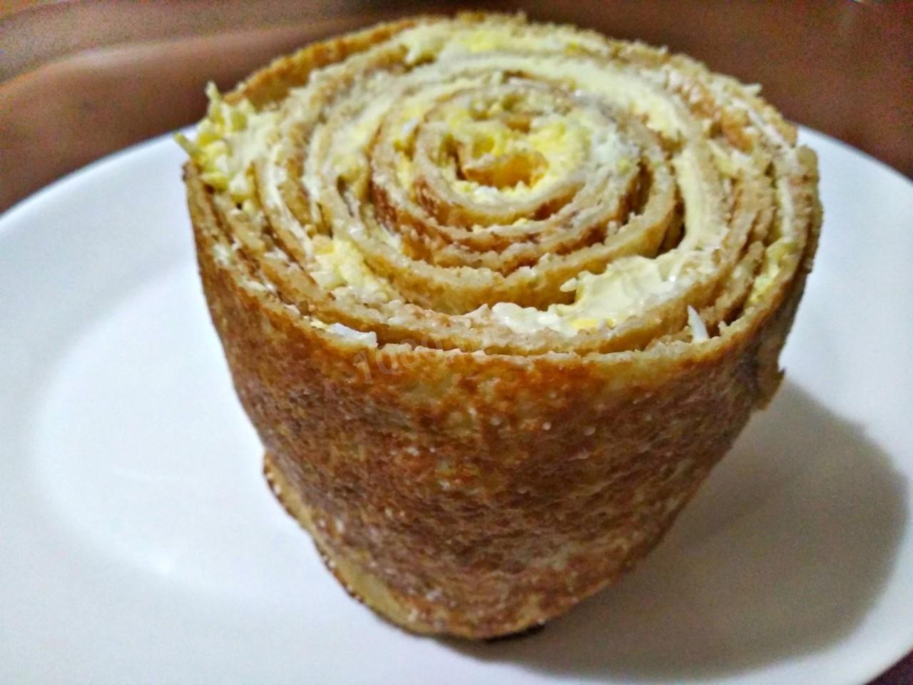 Шаг 12 приготовления Закусочный блинный торт Лесной пенёк