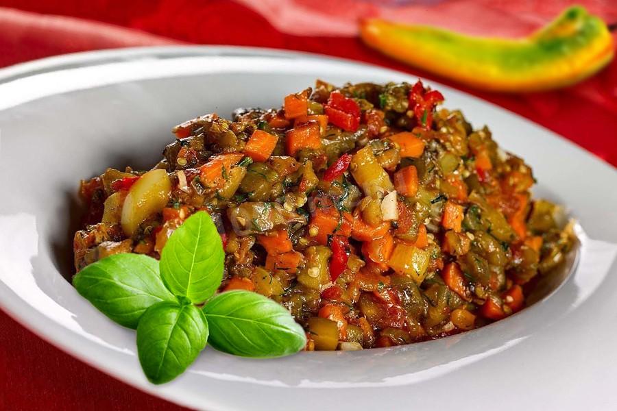 Обложка рецепта Баклажанная икра кусочками на зиму пальчики оближешь