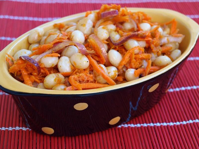 Обложка рецепта Фасоль по корейски с морковью и уксусом