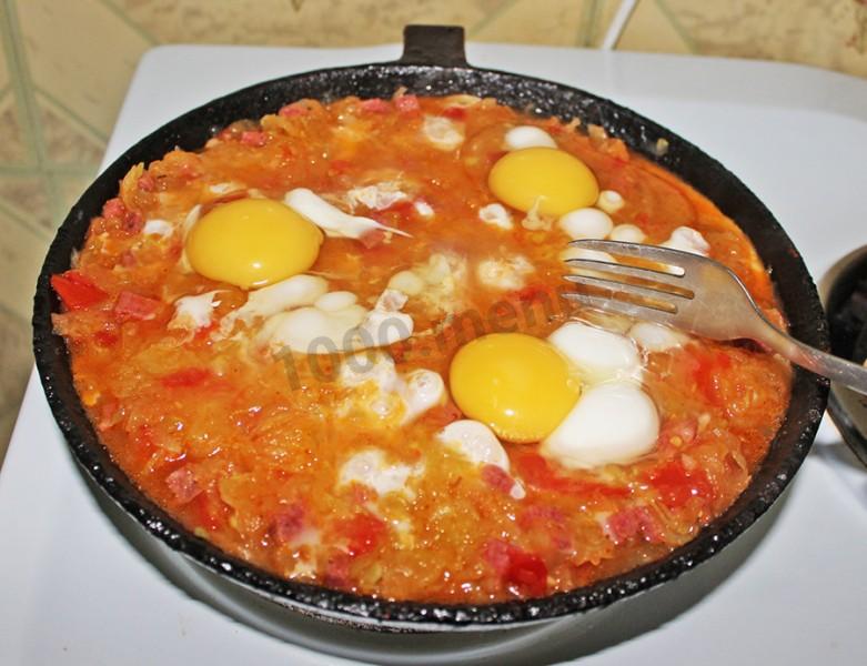 Шаг 9 приготовления Яичница с кабачками