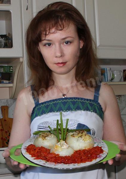 Шаг 27 приготовления Лук фаршированный картошкой и курицей