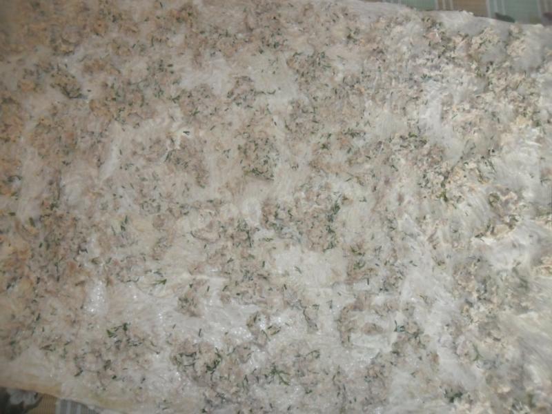 Шаг 5 приготовления Рулет из лаваша с куриной начинкой