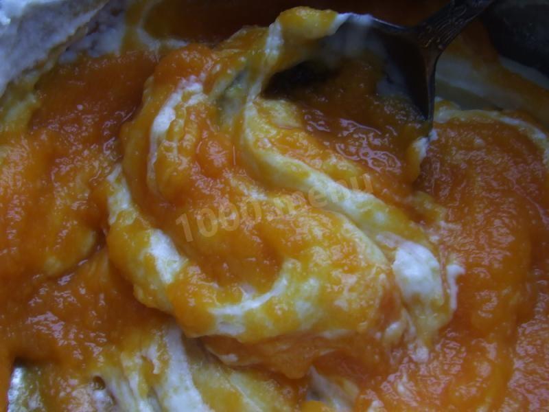 Шаг 4 приготовления Суфле из тыквенного пюре