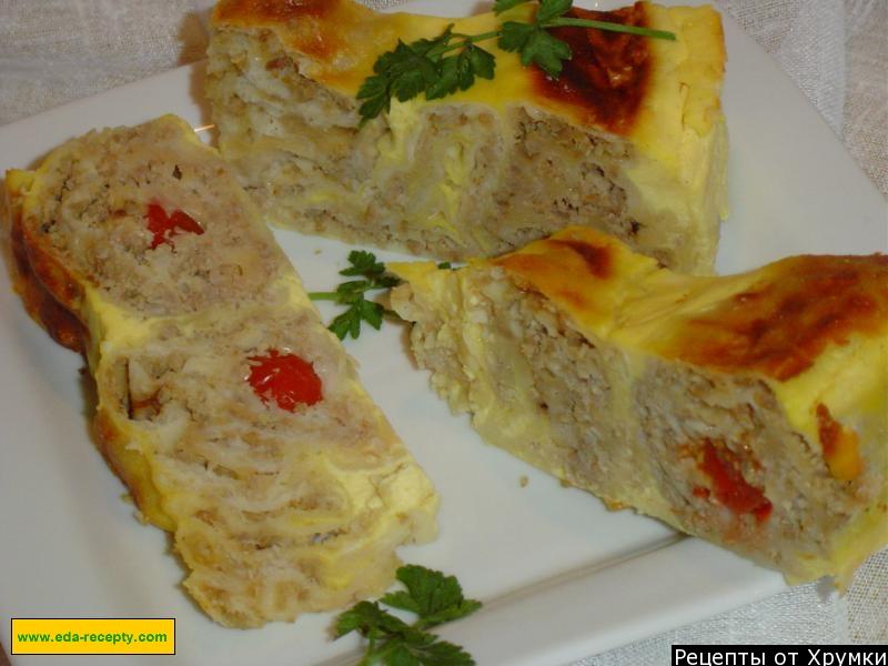 Шаг 16 приготовления Мясной пирог из тонкого лаваша с фаршем и помидорами