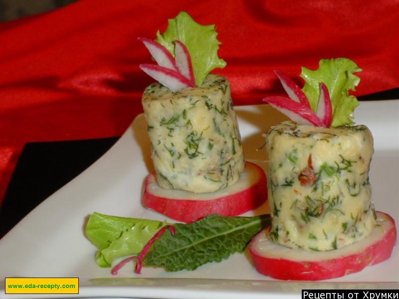 Шаг 8 приготовления Канапе сыр с грецким орехом Башенки
