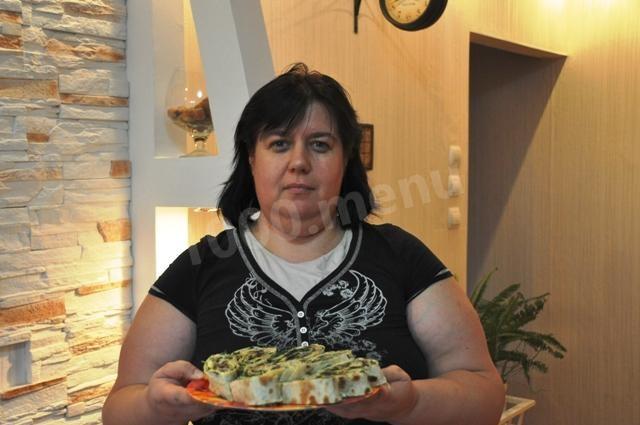 Шаг 12 приготовления Рулет из лаваша с шампиньонами зеленью сыром