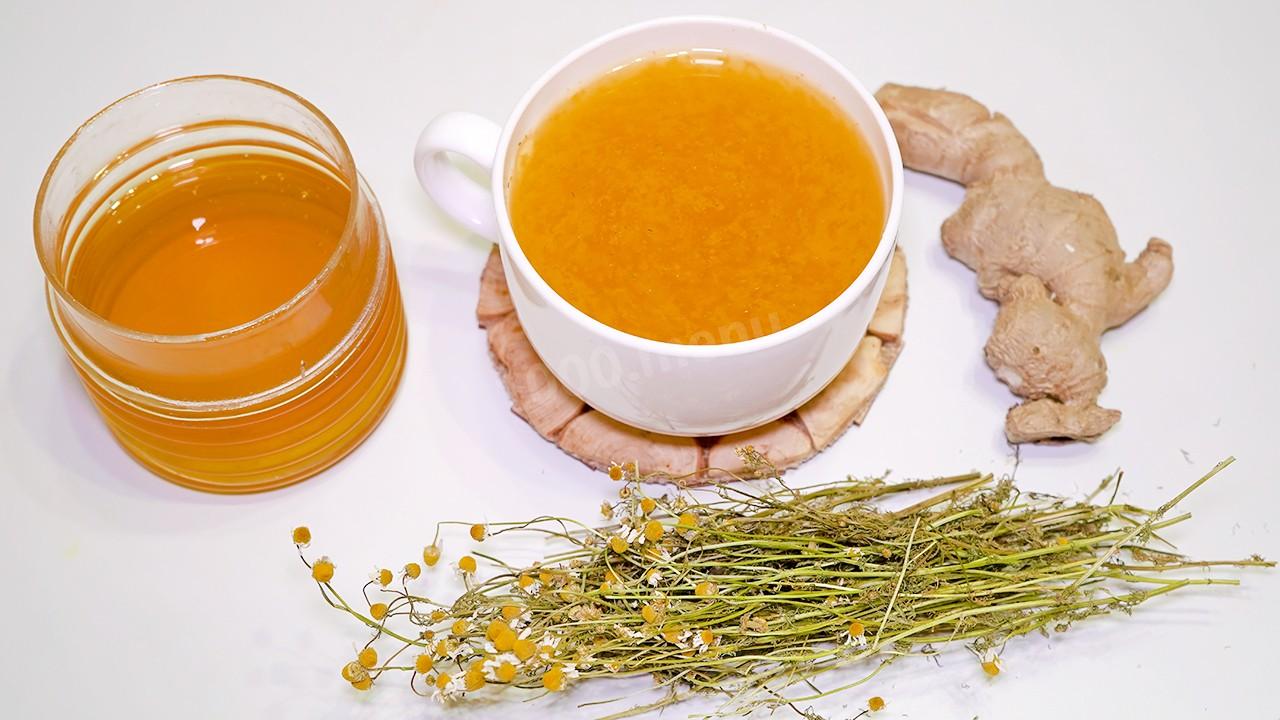 Шаг 10 приготовления Вкусный и полезный  имбирный чай с лимоном и ромашкой