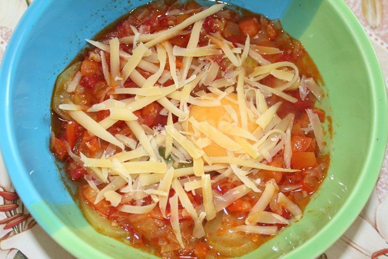 Шаг 7 приготовления Гратен из кабачков с яйцами по-баскски