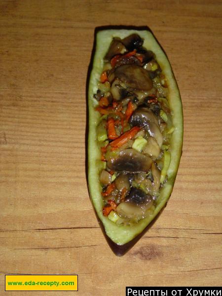 Шаг 9 приготовления Баклажчики с грибами и кабачками