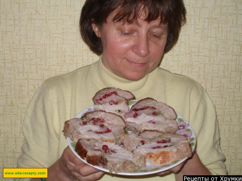 Шаг 7 приготовления Мясо, фаршированное клюквой