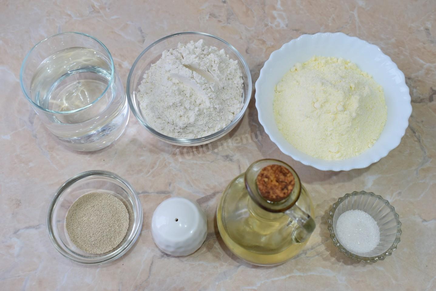 Шаг 1 приготовления Тесто из кукурузной муки