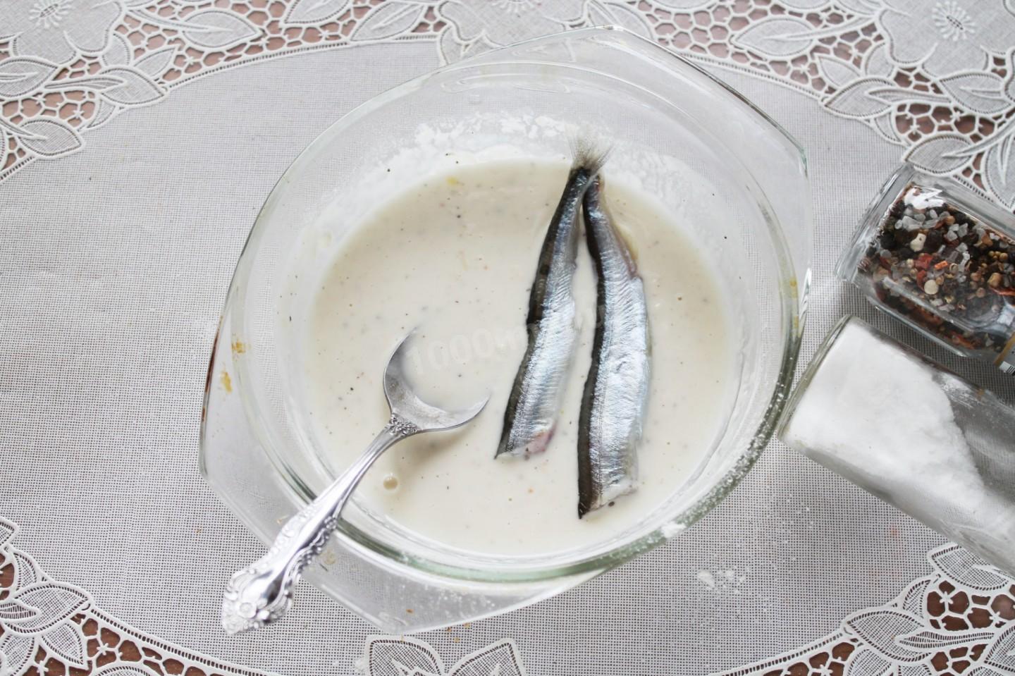 Шаг 9 приготовления Кляр без яиц для рыбы постный