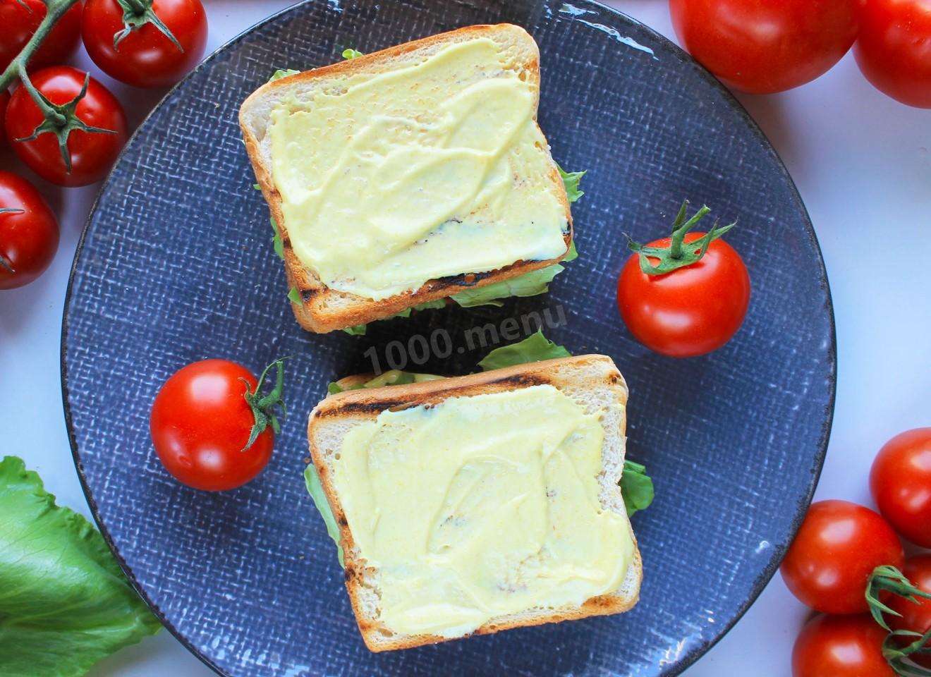 Шаг 12 приготовления Клаб сэндвич с курицей