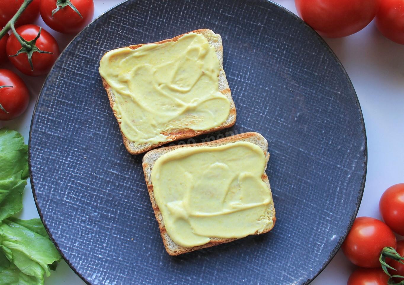 Шаг 9 приготовления Клаб сэндвич с курицей
