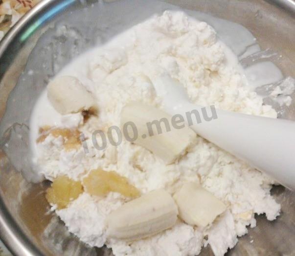 Шаг 1 приготовления Десерт творог кефир банан быстро и вкусно