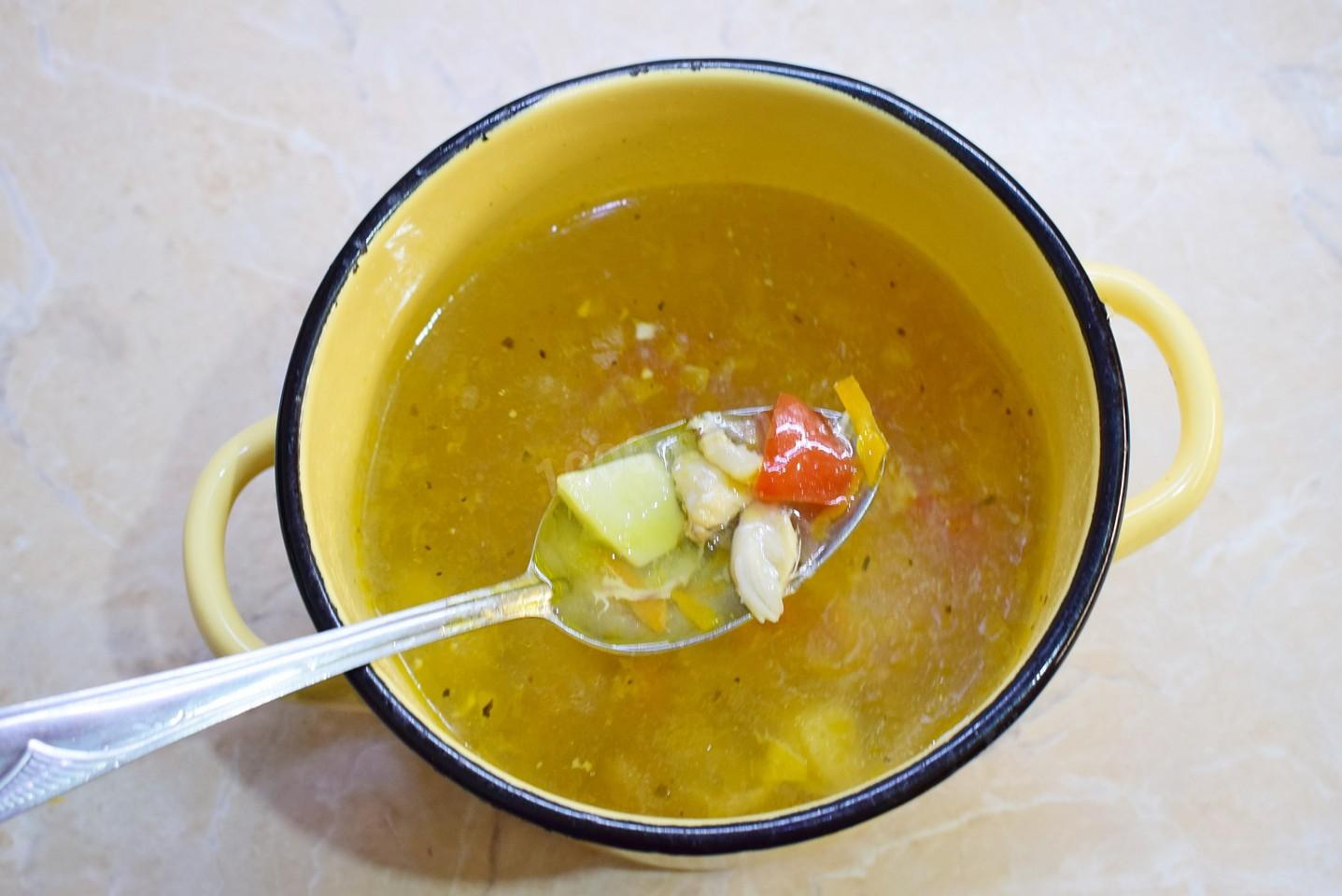Шаг 5 приготовления Суп с картошкой и курицей